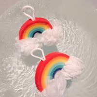 【YF】 Soft Mesh Rainbow Bath Ball Exfoliating Scrubbers Cartoon Sponge Bathroom Cleaning Products Bathing Accessories