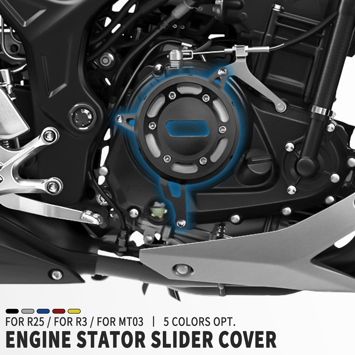 Engine Case Stator Plug Clutch Cover Slider Protector Fit YAMAHA YZF R25 R3 MT03 