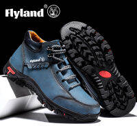 FLYLAND แฟชั่นผู้ชายวินเทจมือเย็บนุ่มธุรกิจรองเท้าหนังข้อเท้าสบายๆรองเท้าที่ทำด้วยมือแฟลต O Xfords ขนาดบวก