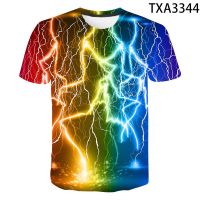 2023 newlightning Tees ฤดูร้อนใหม่แขนสั้น3D พิมพ์ T เสื้อผู้ชายเสื้อผ้าผู้หญิงเสื้อแฟชั่น Casual streetwear