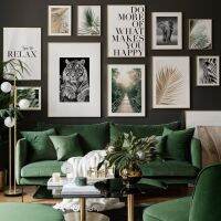 Tiger Elephant Monstera Palm Leaf Bridge Quotes Wall Art พิมพ์ภาพวาดผ้าใบ Nordic โปสเตอร์สำหรับตกแต่งห้องนั่งเล่น-คุณภาพสูงภาพผนัง