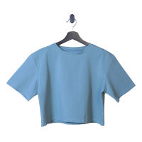 WEDOIT Oversized Cropped T - Shirts เสื้อยืดครอปผู้หญิง สีฟ้า (Foggy blue) สีงานเนื้อผ้า Cotton คุณภาพ