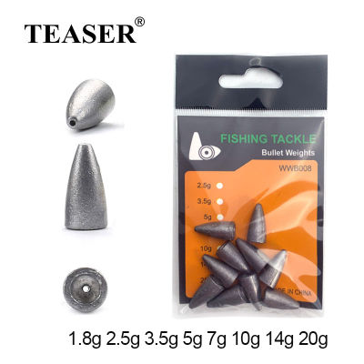 TEASER 1.8g-20g Bullet Jig Head Quality Bullet Drop Water Sinkers Swivels Fishing Weight Fishing Pendant Accessories Texas Rig Accessories