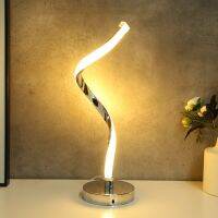 White Warm Light Living Room Reading Modern Spiral LED Table Light Acrylic Metal Bedside Decorative Lighting Lamp