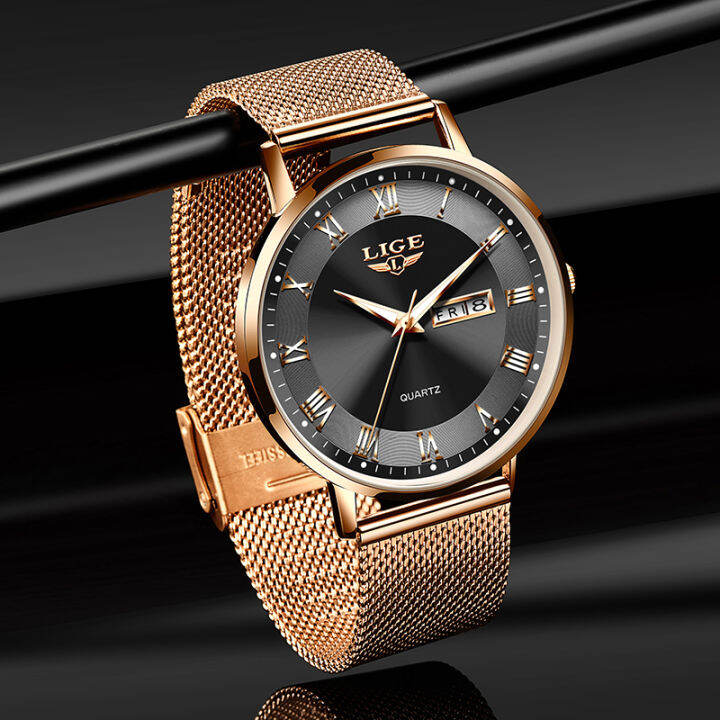 lige-women-watch-celet-quartz-clock-movement-simple-waterproof-rose-gold-stainless-steel-mesh-ladies-watches-relogio-feminino