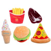 Cute Pet Plush Toy Creative French Fries Burger Meat Funny toy Interactive Squeaky Chew Bite Dog Toys Accessories Supplies Toys