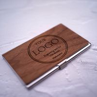 hot！【DT】✻  Wallet Wood ID Card Holder Automatically Metal Bank Credit Business CUSTOMIZE Promotion