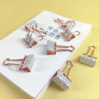 【jw】┋℗☌  6pcs/lot diamond Metal Binder 25mm Notes Paper Clip Office Supplies Binding Securing