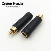 1Pcs RCA Male Plug to 6.35mm 3Pole Stereo Female Jack Adapter RCA to 6.35 Audio M/F Connector BlackWires Leads Adapters