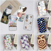 เคสสำหรับ Vivo Y30 Y50 1938 1935ด้านหลังฝาปิดซิลิโคนนุ่ม TPU ผีเสื้อหัวใจแห่งรักเคสห่อหุ้มแฟชั่นโปร่งใสกันกระแทกสำหรับ Vivo Y 30 Y 5 0 Capa Coques