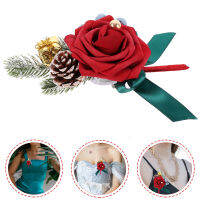 Ajigo【Hot Sale】 คริสต์มาสคู่แต่งงาน Boutonniere Pine Cone ดอกไม้ Boutonniere สำหรับเจ้าสาวเจ้าบ่าว Corsage Decor