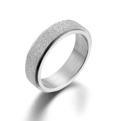 [COD] แหวนแหวนแบบหมุนได้เหล็กไทเทเนียมฝ้าทรายมุกเจ็ดสีแหวนสแตนเลสแบบคลายการบีบอัดเครื่องประดับมือขายตรง