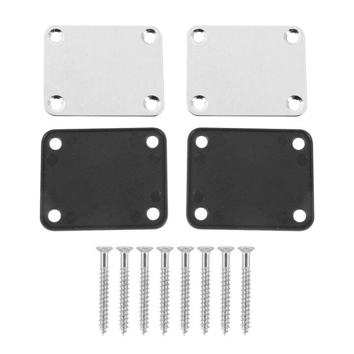 2-pcs-guitar-metal-neck-plates-with-plastic-mat-for-strat-tele-style-electric-guitar-replacement-chrome