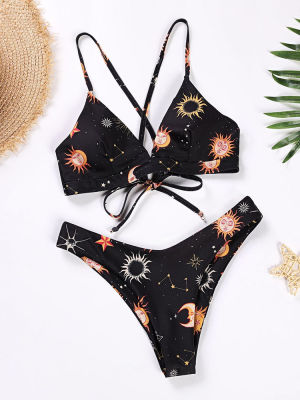 Sunflower Printed Bikini Set Sexy Swimwear Women 2022 Mujer Push Up Padded Biquini Bathers Bandage Bathing Suit Swimsuit Bikini