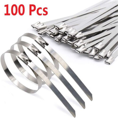 100Pcs 300mm 100Pcs Stainless Steel Cable Zip Ties 300mm Long Strap Metal Insert Tool Heavy Duty