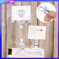 LOVOKK 2PCS ฉลาก ปรับได้ คลิปคู่ โปร่งใส โฟลเดอร์โฆษณา ที่วางจอแสดงผล พลาสติก