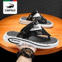 2023 New Fashion version Cartelo crocodile sandals mens 2023 new summer anti-slip wear-resistant work and driving dual-use pinch sandals fashion