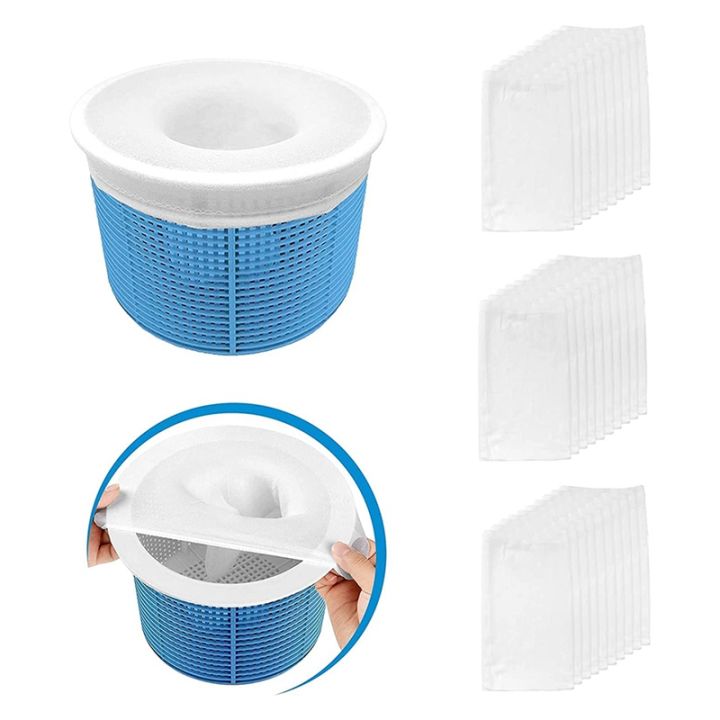 30-pack-pool-filter-basket-socks-excellent-savers-white-for-pool-filters-baskets-and-skimmers