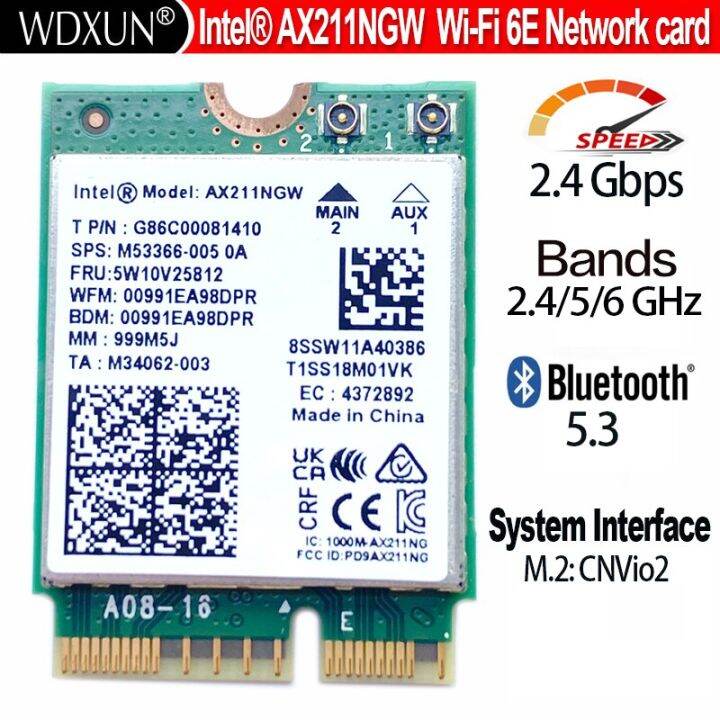 Intel AX211NGW Tri Band 2.4G/5G/6Ghz Wi-Fi 6E ไร้สายการ์ด Wifi ตัวแปลง ...