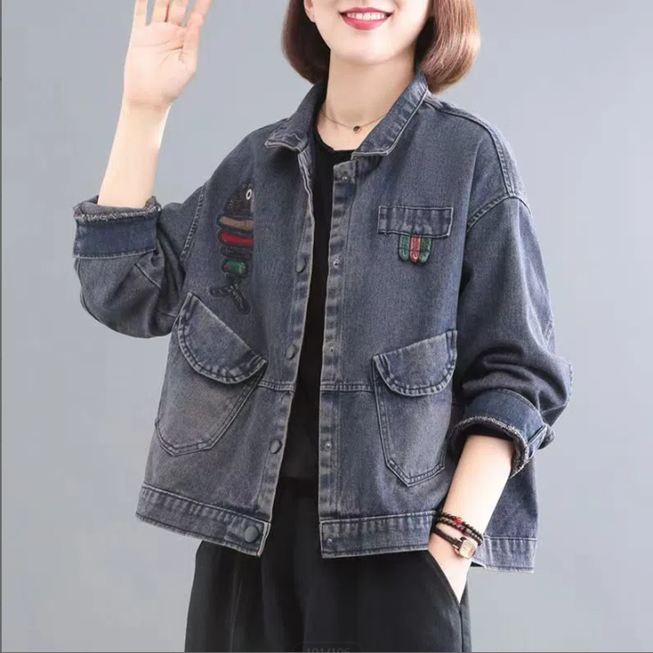 Girls dark blue denim on sale jacket