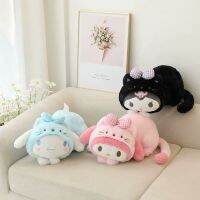 Kuromi Cinnamoroll ของเล่นตุ๊กตาเมโลดี้ของฉันที่คลุมผ้าขนหนูกระดาษตุ๊กตานิ่มลายการ์ตูนยัดนุ่นของขวัญหมอนเด็ก