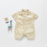 Ins Hot Sale Kids Boys Solid  Color Short Sleeve Bodysuit