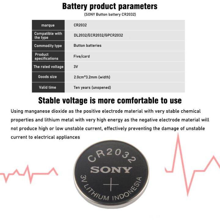 ถ่าน-sony-cr2032-lithium-3v-ของแท้-ถ่านกระดุม-จำหน่ายแผงละ-5ก้อน