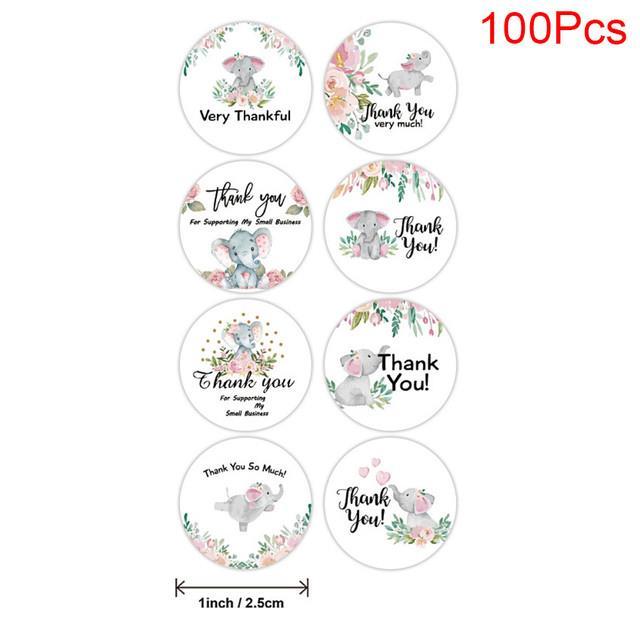 100-500pc-flower-elephant-cute-animals-thank-you-sticker-for-business-kids-reward-8-styles-sealing-label-scrapbooking-gift-decor
