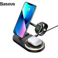 Baseus CF36 15W แท่นชาร์จไร้สายสำหรับ Iphone/apple Watch/airpods ที่ชาร์จแบบพับได้พร้อมไฟ LED + เอาต์พุต USB