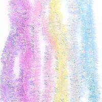 2 M Foil Rattan Tinsel Streamer Rainbow Color foil Garland Decorated Christmas Tree Ornaments Tops Ribbon New Year Decor