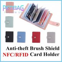 PETIBAG 26 Card Slots มัลติฟังก์ชั่น กระเป๋าเงิน สีลูกกวาด ผู้หญิงผู้ชาย ผู้ถือบัตรเครดิต กระเป๋าสตางค์ หนัง PU การปิดกั้น RFID