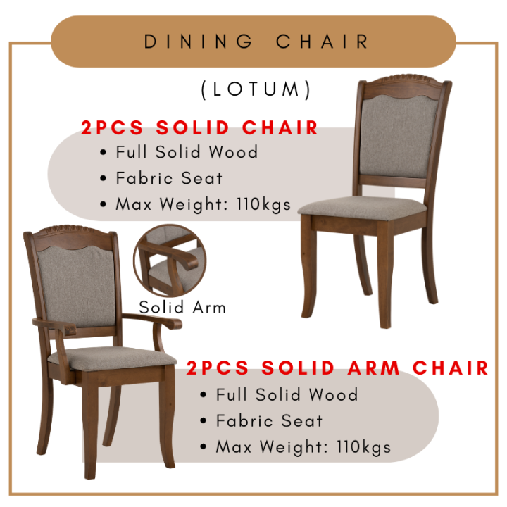 [11.11 SALES] Alora Furniture - LOTUM Solid Wood Dining Chair (2pcs ...