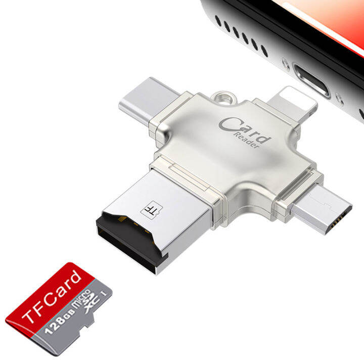 4 in 1 Memory Card Reader Micro SD Card Reader Lightning/Mirco USB OTG