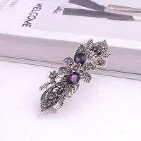 [hot]  New ink-blue double-leaf crystal spring hairpin bow tie horizontal clip side elegant fashion hair accessoriesTH