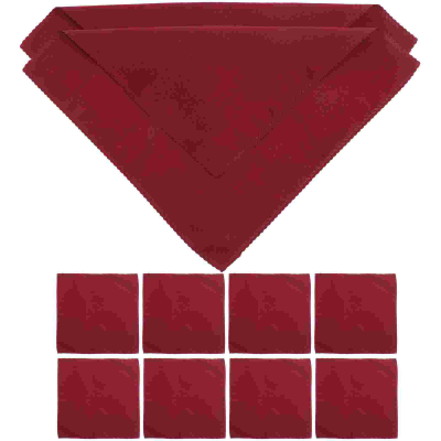 10ชิ้นอาหารค่ำผ้าเช็ดปากสแควร์สีแดงเข้มผ้ากันเปื้อนผ้าโพลีเอสเตอร์พรรคสีร้านอาหารตาราง