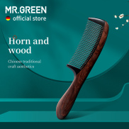 MR.GREEN Comb, Gỗ Tự Nhiên Với Sừng Nối Cấu Trúc Lược Chải Tóc Răng Mịn