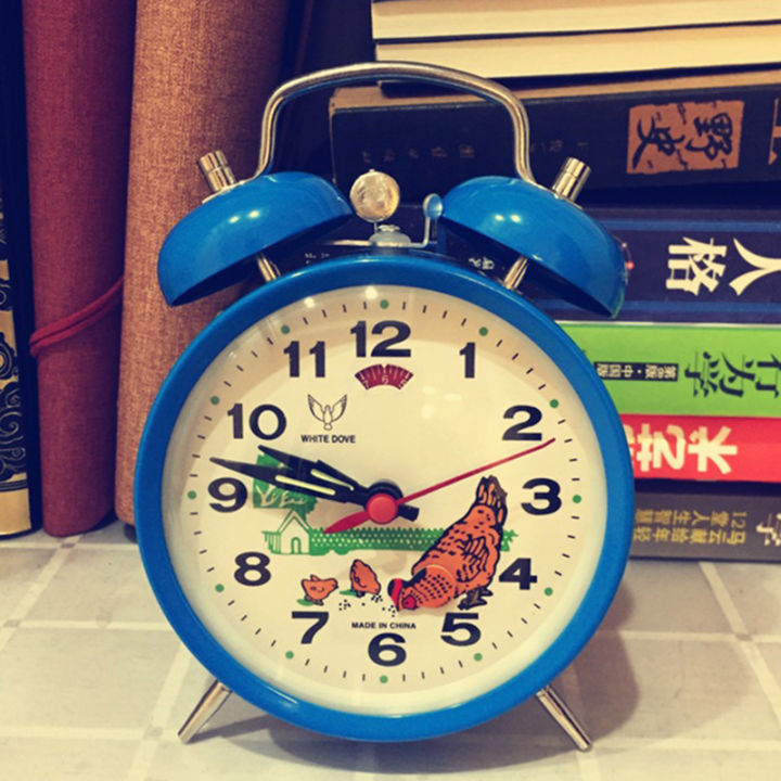 r-วิศวกรรมนาฬิกาปลุกโต๊ะลานโลหะนาฬิกาตั้งโต๊ะไก่จิกข้าวนาฬิกาโต๊ะข้างเตียงย้อนยุคตกแต่งของขวัญ