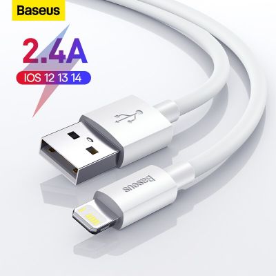Baseus 2.4A USB Cable 2 PCs for iPhone 11 12 13 14 Pro 8 X Xr Fast Charging USB Cable Data Sync Cable Phone Charger Wire Docks hargers Docks Chargers