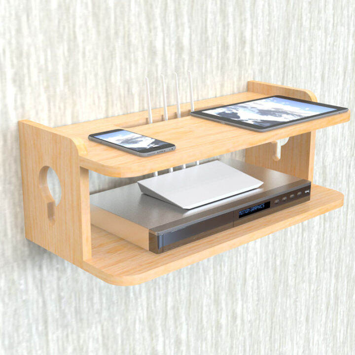 Solid wood settop box rack TV wall living room wall rack
