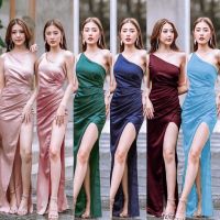 SS17276 เดรส สายเดี่ยวไหล่เดียว เย็บสม็อค One shoulder strapless dress with smock stitching