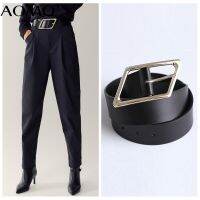 AOMO England Style Fashion Metal Ring Buckle Causal Belt Women Genuine Leather 6D07A