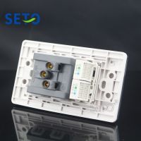 SeTo 120 Type Double Ports RJ11 Cat3 Telephone + Five Hole Power Socket 10A 250V Wall Plate Socket Keystone Faceplate