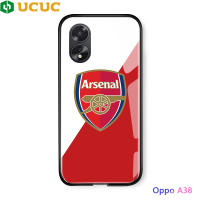 เคส UCUC สำหรับ OPPO A38 / OPPO A18 Oppoa38 Oppoa18เคสโทรศัพท์หรูฟุตบอลลีกคลับสำหรับเด็กผู้ชายป้ายโลโก้เคสกระจกเทมเปอร์ฝาหลังกันกระแทก