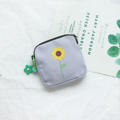 เคสกระเป๋าเครื่องสำอางเวลาเดินทาง Pouch Koin มีซิปสำหรับผู้หญิงกระเป๋าเงินแฟชั่นผ้าฝ้ายกระเป๋าเครื่องสำอางดอกไม้