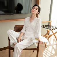 Fiklyc Womens Summer Spring Autumn New Arrival Long Sleeve Trousers Solid Color Leisure Pajamas Sets Free Shipping Home Clothes