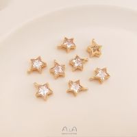 เครื่องประดับ DIY14K ชุบสีฝัง3Aห้าแฉกดาวเพทายจี้ DIY แฟลชเซอร์โคเนียมแขวนคู่อุปกรณ์เสริมหูแขวนเดียว【จี้ ลูกปัดห้อย】