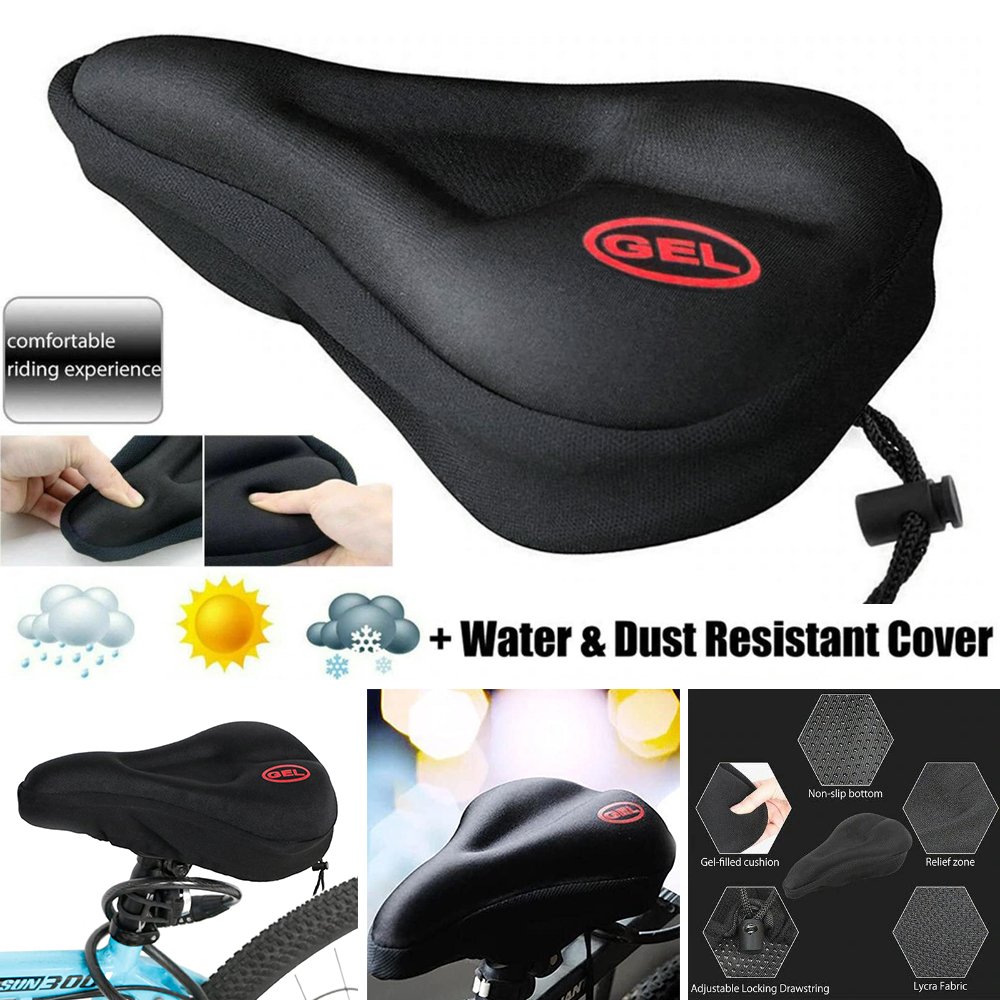 1X BIKE BICYCLE SILICONE 3D GEL SADDLE SEAT COVER PAD PADDED SOFT CUSHION BLACK 