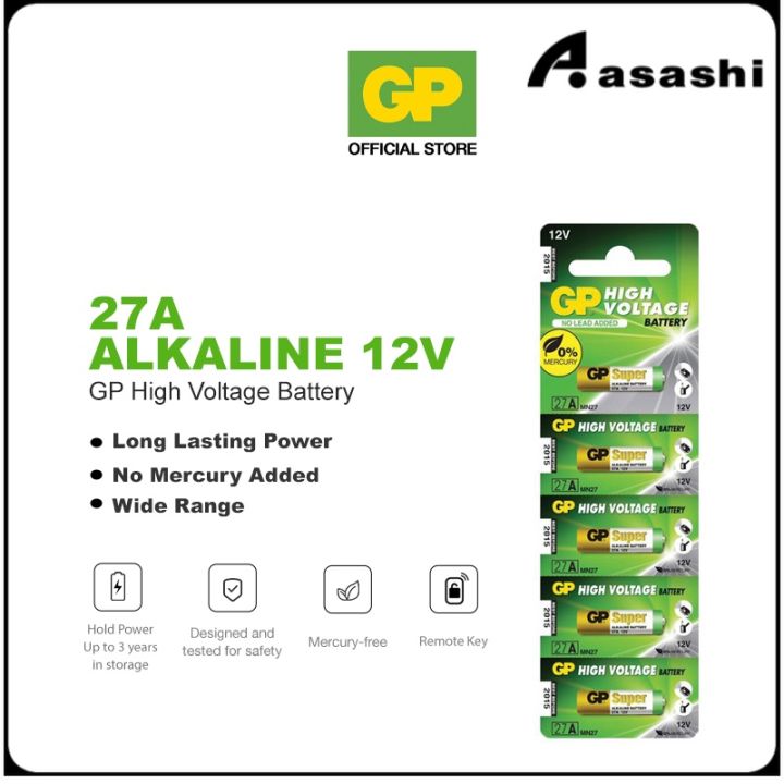 GP Battery Super Alkaline 12V 27A A27 MN27 (C5 – Card of 5)