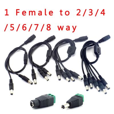 12V 1 Female to 2 3 4 5 6 8 Male Way DC Power Splitter Adapter Connector Plug Cable 5.5mm*2.1mm For CCTV Camera LED Strip Lights  Wires Leads Adapters