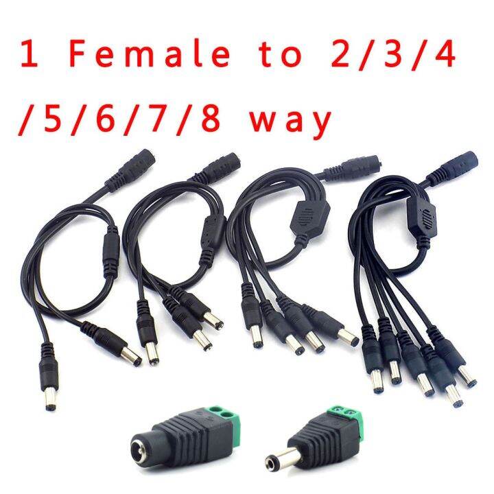 12v-1-female-to-2-3-4-5-6-8-male-way-dc-power-splitter-adapter-connector-plug-cable-5-5mm-2-1mm-for-cctv-camera-led-strip-lights-wires-leads-adapters